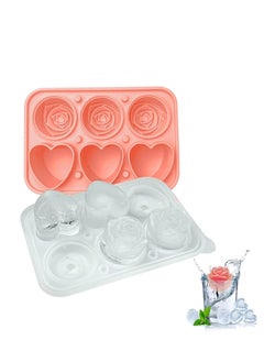 Y&D SYOSI Rose Ice Cube Mold Large Ices Cubes Tray Silicone Basketball Flower Heart Candy Chocolate Molds for Party Mothers Day Coffee Homemade Juice Pink  - Image 1