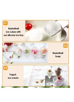 Y&D SYOSI Rose Ice Cube Mold Large Ices Cubes Tray Silicone Basketball Flower Heart Candy Chocolate Molds for Party Mothers Day Coffee Homemade Juice Pink  - Image 3