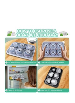 Y&D SYOSI Rose Ice Cube Mold Large Ices Cubes Tray Silicone Basketball Flower Heart Candy Chocolate Molds for Party Mothers Day Coffee Homemade Juice Pink  - Image 2