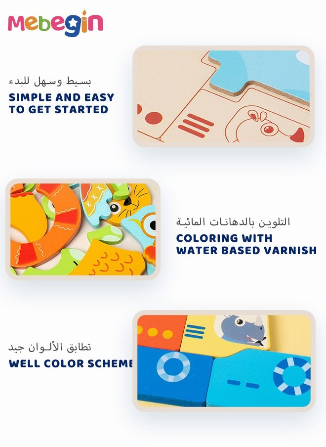 MEBEGIN - Wooden Puzzle Toys For 3+ Year Old Girls Baby Cute Animal  Jigsaw Toy Birthday Gift - Image 1