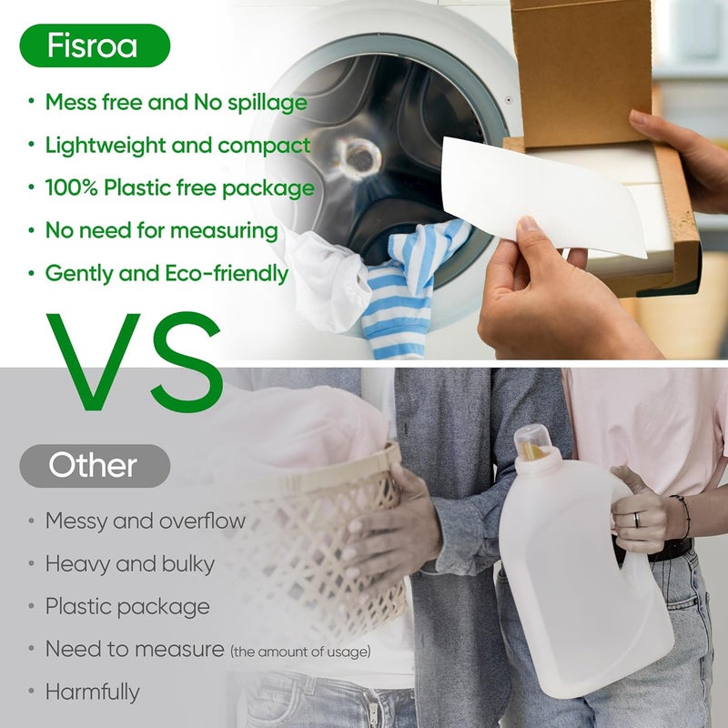 Fisroa 300 Load Laundry Detergent Sheets with Fresh Linen Scent - Eco-friendly Plastic-Free Liquid-less Washer Sheets for Travel, Camping, Home & Dorm - Image 3