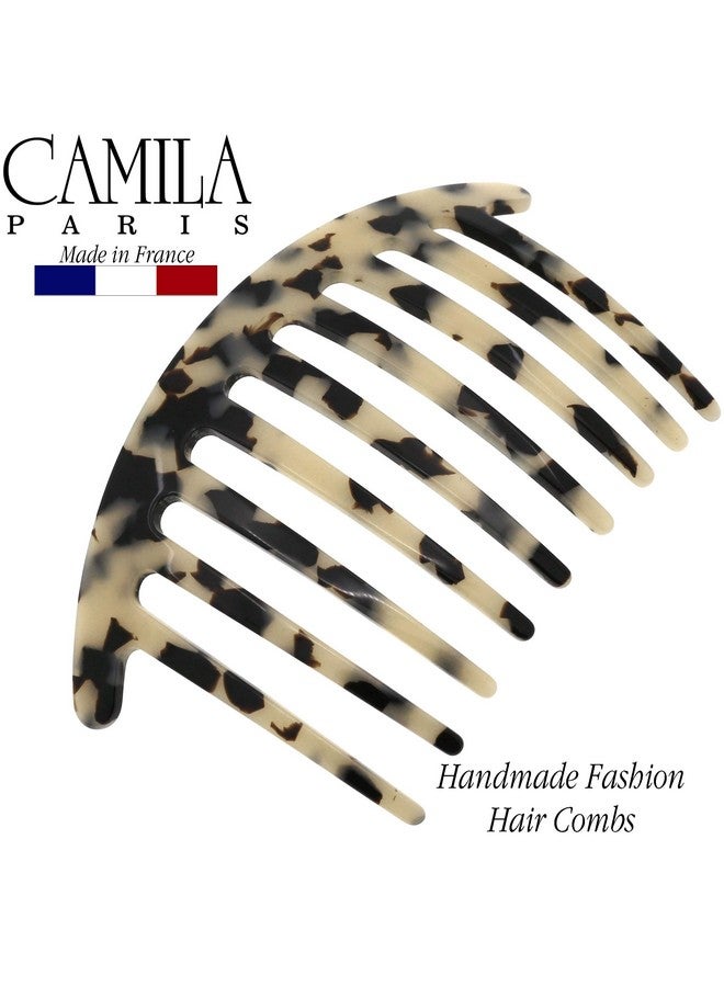 Camila Paris CP3160 French Handmade Side Comb Rounded, White Tokyo, French Twist Hair Combs Decorative, Strong Hold Hair Clips for Women Bun Chignon Up-Do Styling Girls Hair Accessories Made in France - Image 4