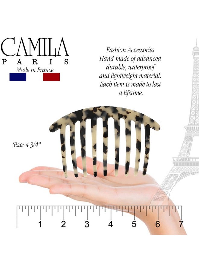 Camila Paris CP3160 French Handmade Side Comb Rounded, White Tokyo, French Twist Hair Combs Decorative, Strong Hold Hair Clips for Women Bun Chignon Up-Do Styling Girls Hair Accessories Made in France - Image 3