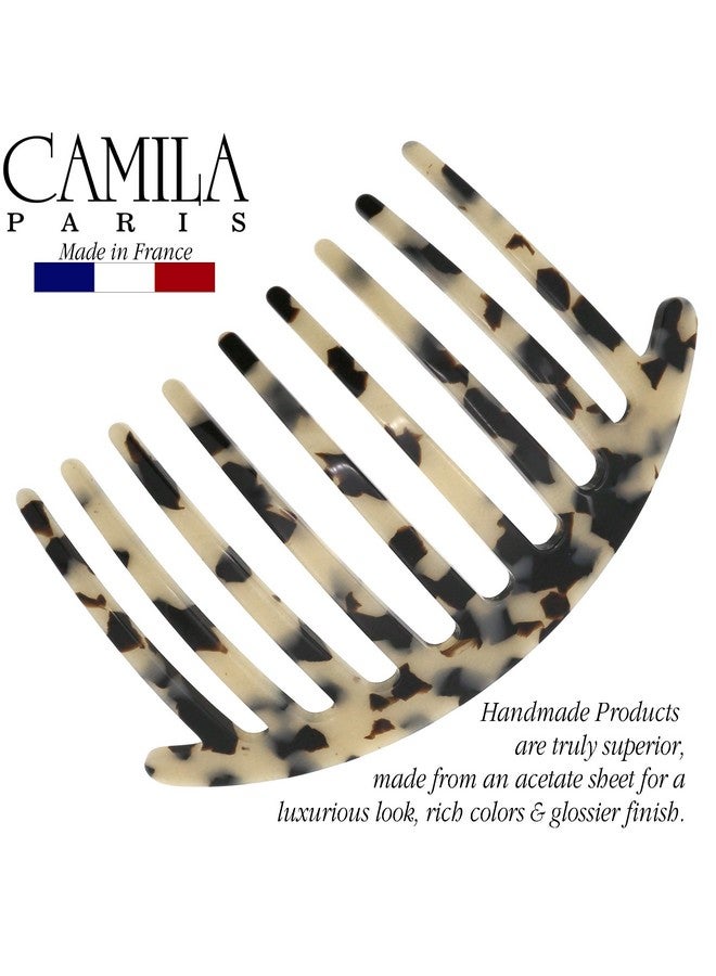Camila Paris CP3160 French Handmade Side Comb Rounded, White Tokyo, French Twist Hair Combs Decorative, Strong Hold Hair Clips for Women Bun Chignon Up-Do Styling Girls Hair Accessories Made in France - Image 2
