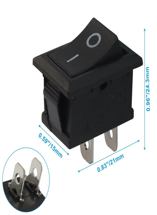 Rierdge 5Pcs KCD1 Rocker Switch, 2 Pin 2 Position Toggle Switch, AC 250V 6A AC 125V 10A for Household Appliances Industrial Equipment (Black) - Image 3