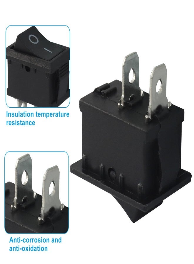 Rierdge 5Pcs KCD1 Rocker Switch, 2 Pin 2 Position Toggle Switch, AC 250V 6A AC 125V 10A for Household Appliances Industrial Equipment (Black) - Image 2