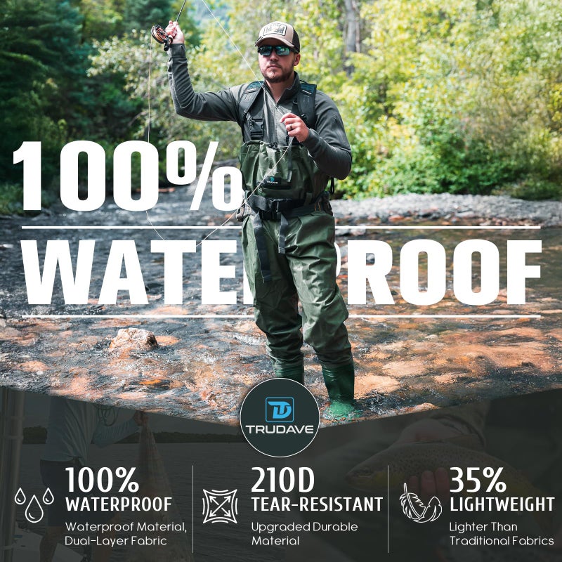 Trudave Chest Waders for Men with Boots, 2-Ply Nylon/PVC Waterproof Fishing & Hunting Waders for Men and Women - Image 5