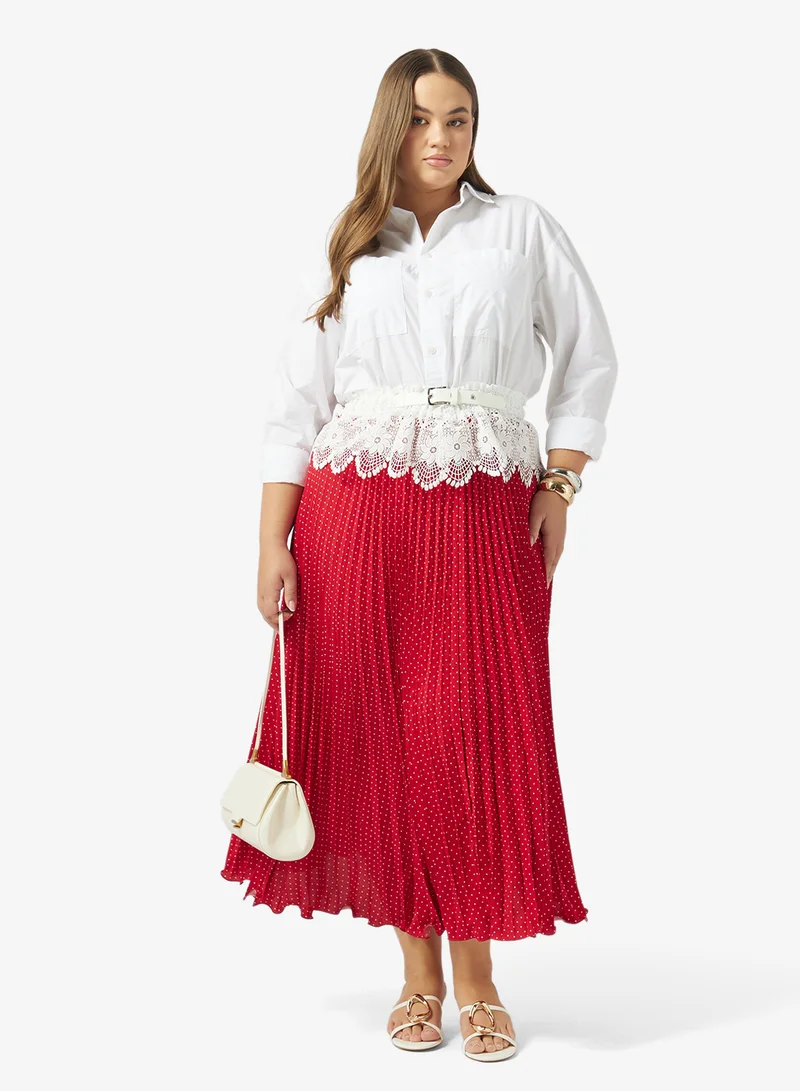 ايلا بلس تنورة مقاس كبير بطبعة منقطة