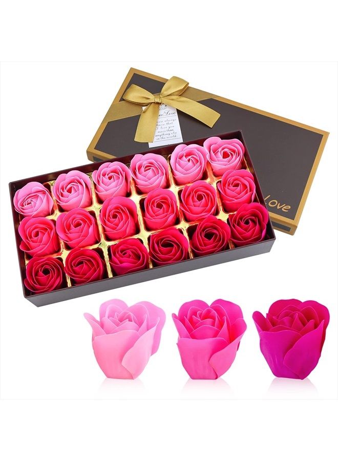 JIALEEY Floral Scented Bath Soap Rose Flower Petals, Plant Essential Oil Rose Soap Set Guest Soap Shaped Petals Best Gifts Ideas for Her Women Teens Girls Mom Birthdays, 18 PCS Pink - Image 1