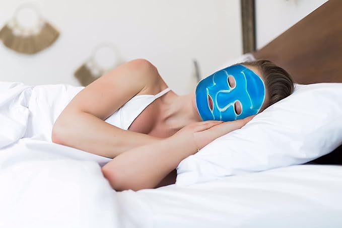 Quakzapp Quakzapp Cooling Gel Face Mask HotNCold Therapy For Your Face With Strap Relief From Common Condition Like Stress Tension Sinus Compact Special To Suit Your All Familly Members Blue Color with Storage Bag 1Pc - Image 2