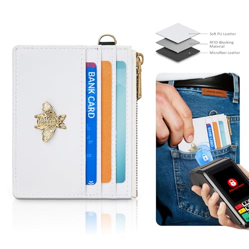 SEAVILIA Card Holder Keychain Wallet for Women with ID Window RFID Coin Purse Bee Gifts Slim Minimalist Small Wallet - Image 3