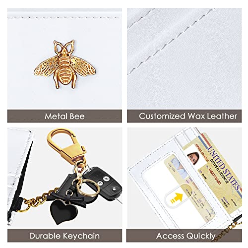 SEAVILIA Card Holder Keychain Wallet for Women with ID Window RFID Coin Purse Bee Gifts Slim Minimalist Small Wallet - Image 4