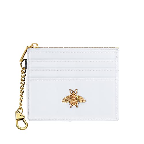 SEAVILIA Card Holder Keychain Wallet for Women with ID Window RFID Coin Purse Bee Gifts Slim Minimalist Small Wallet - Image 1