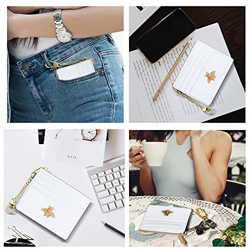 SEAVILIA Card Holder Keychain Wallet for Women with ID Window RFID Coin Purse Bee Gifts Slim Minimalist Small Wallet - Image 5