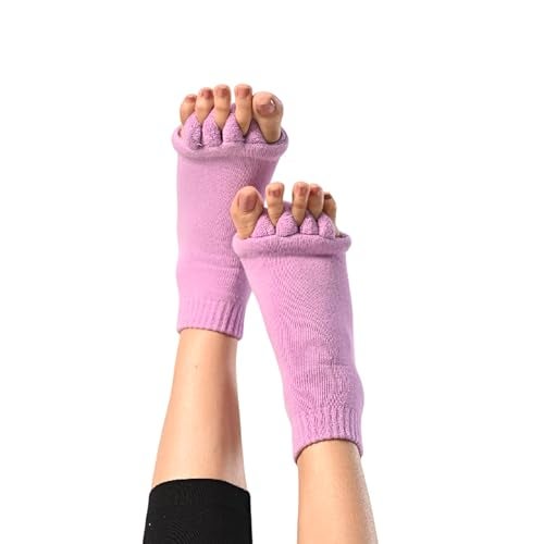DIRTS Original Foot Alignment 5-Toe Separator Orthopedic Cotton Socks for Women & Men – Bunion Corrector & Plantar Fasciitis Support(Light Purple, Large) - Image 1