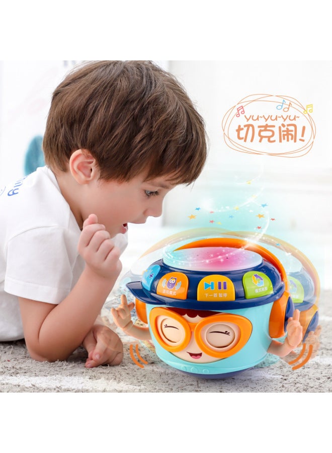 Baby Educational Toys Handbeat Drum 0-1-2 Years Old Children Music Projection Beat Drum Early Education Tumbler Boys And Girls-Color:Early Education Blink Projection Hand Drum [Blue] Standard Edition - Image 4