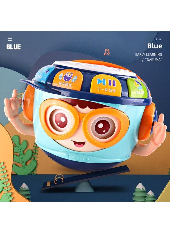 Baby Educational Toys Handbeat Drum 0-1-2 Years Old Children Music Projection Beat Drum Early Education Tumbler Boys And Girls-Color:Early Education Blink Projection Hand Drum [Blue] Standard Edition - Image 1