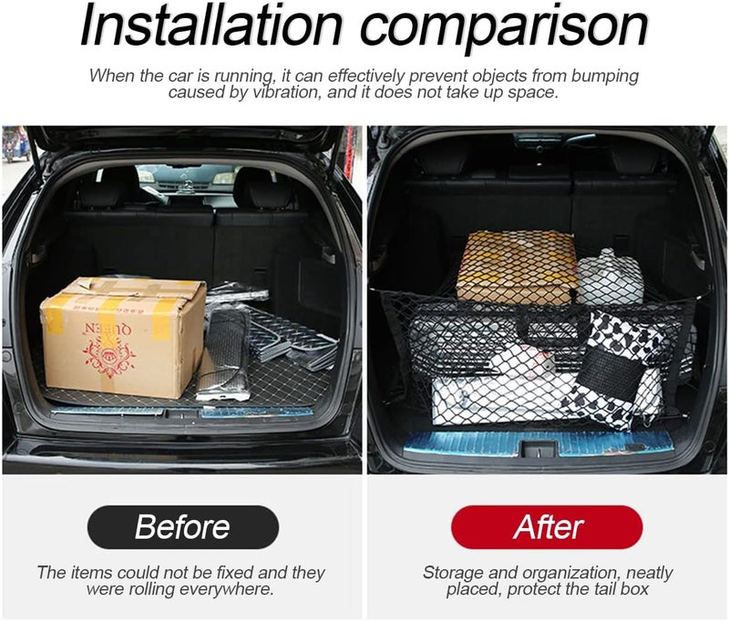 Hanemia Car Rear Cargo Net, Adjustable Elastic Storage Organizer Net, Trunk Cargo Storage Net, Universal Fit for Car, Vehicle, SUV (43.3"x 15.8") Gulf climate upgraded quality - Image 4