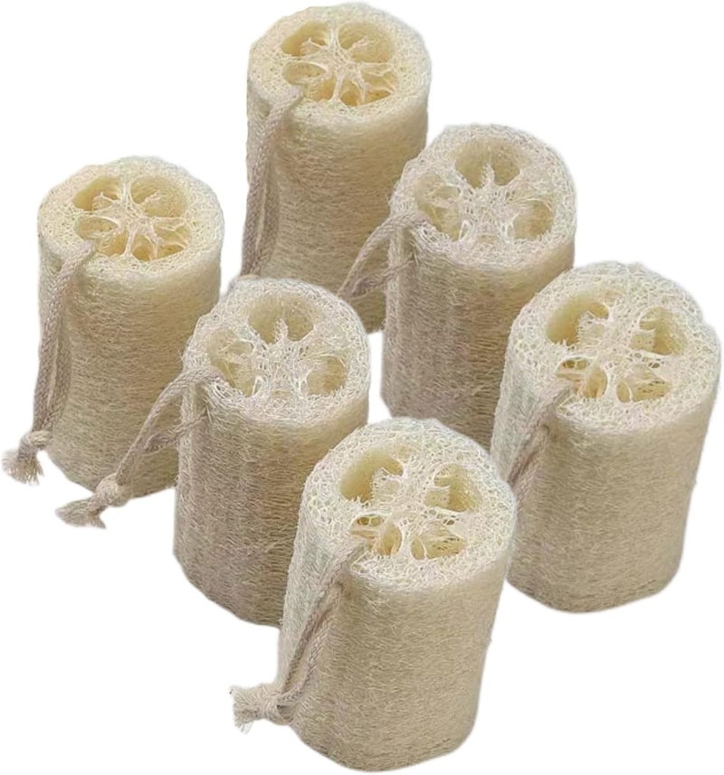 ENLAYER Natural Loofah Sponge Exfoliating Body Sponge Scrubber Natural Loofah Exfoliating Bath Scrubber for Adults for Adults Men and Women Shower 6PCS - Image 1
