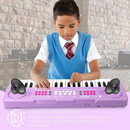 BIGFUN Kid Keyboard Piano - 37 Keys Toddler Keyboard Multifunction Music Educational Instrument Toy Electronic Piano for 3, 4, 5, 6, 7, 8 Girls and Boys (Purple) - Image 2