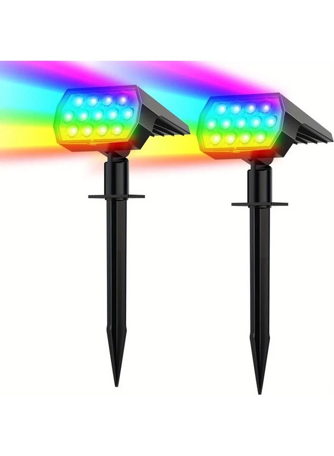 2 Pack Solar Outdoor Spotlights 7 Modes IP65 Weatherproof Motion Sensor Remote Control - Image 1