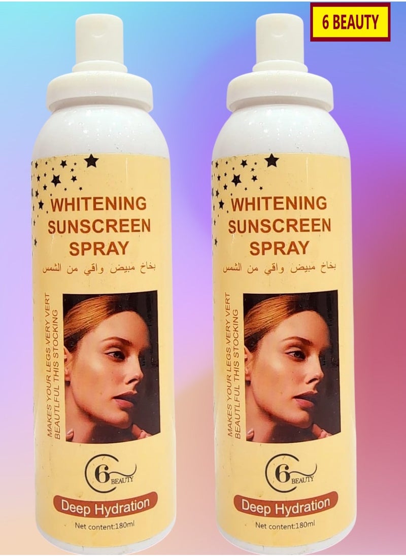 6 BEAUTY Whitening Sunscreen Spray 180 ml Tow Pieces 