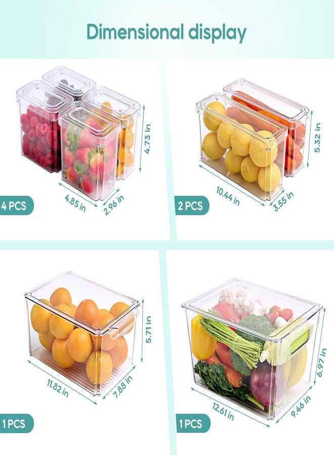 MUCHII 8 Pack Fridge Organizers, Stackable Fridge Organizer Bins with Lids, Kitchen Organization Storage Containers for Fruit, Food, Vegetables - Image 3
