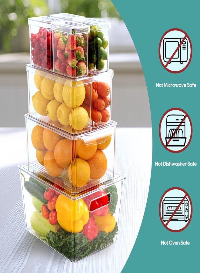 MUCHII 8 Pack Fridge Organizers, Stackable Fridge Organizer Bins with Lids, Kitchen Organization Storage Containers for Fruit, Food, Vegetables - Image 2