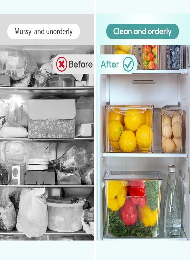 MUCHII 8 Pack Fridge Organizers, Stackable Fridge Organizer Bins with Lids, Kitchen Organization Storage Containers for Fruit, Food, Vegetables - Image 4