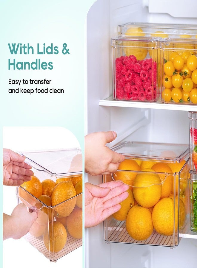 MUCHII 8 Pack Fridge Organizers, Stackable Fridge Organizer Bins with Lids, Kitchen Organization Storage Containers for Fruit, Food, Vegetables - Image 5