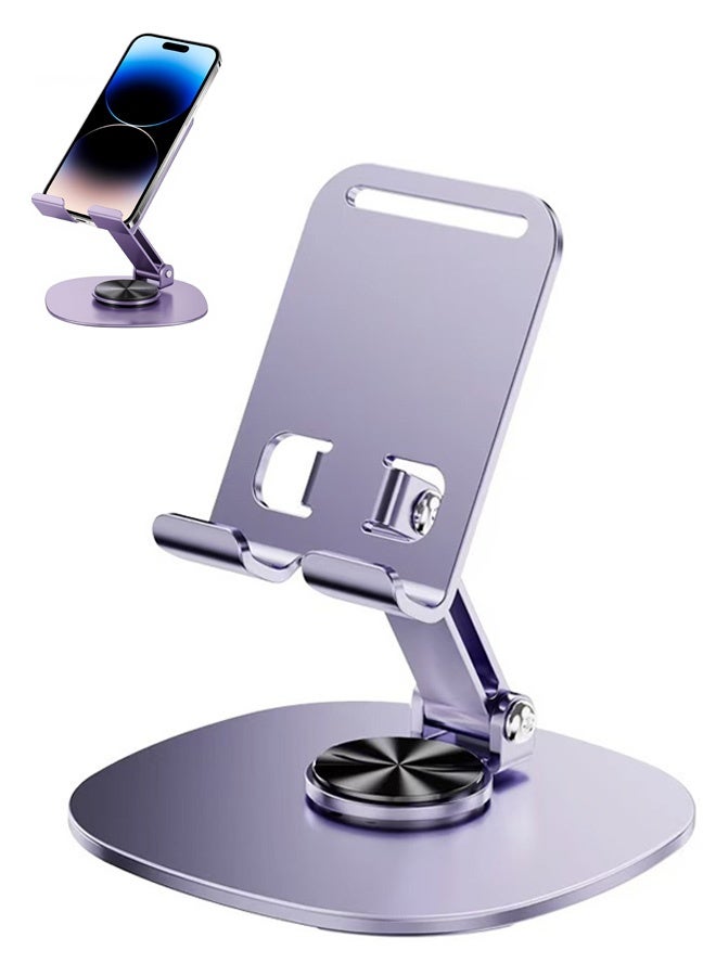 360° Rotating Metal Phone Stand - Adjustable Mobile Kickstand for All Smartphones, Compatible with iPhone, Samsung & More - Ideal for Desk, (Purple) - Image 1