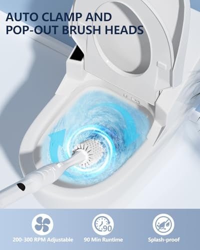 Leebein Electric Toilet Brush and Holder Set, Leebein 8 in 1 Electric Toilet Bowl Cleaning Kit with 8 Replaceable Brushes, Hard Nylon Brush and Soft Silicone Brush, 6 Refills Disposable Cleaner Brush - Image 2