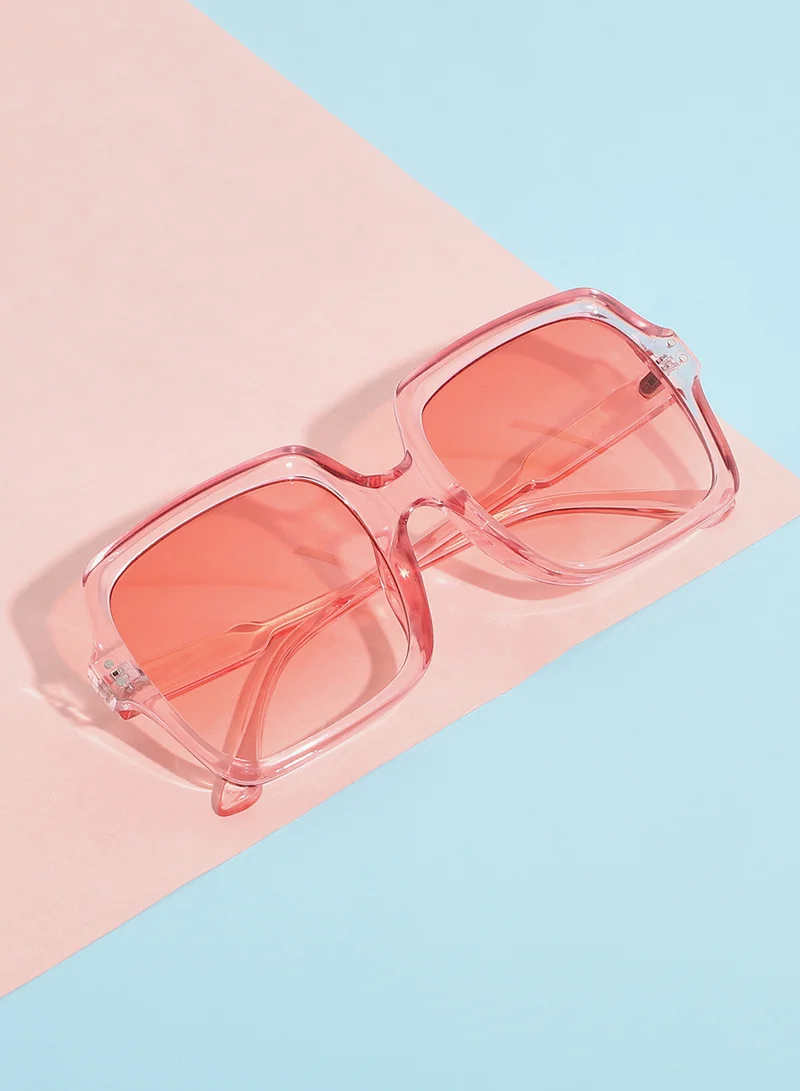 صوص هاوت نظارة شمسية كبيرة بإطار وردي وعدسات ملونة