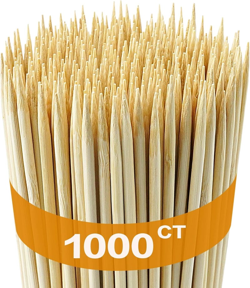 Nexboraque 1000 Pack 12 Inch Bamboo Skewers, 4 mm Natural Wood Sticks for Grilling Crafts, Kabob, Fruit, Appetizer, Cocktail, Sausage, Chocolate Fountain, BBQ, Flower Bouquet - Image 1