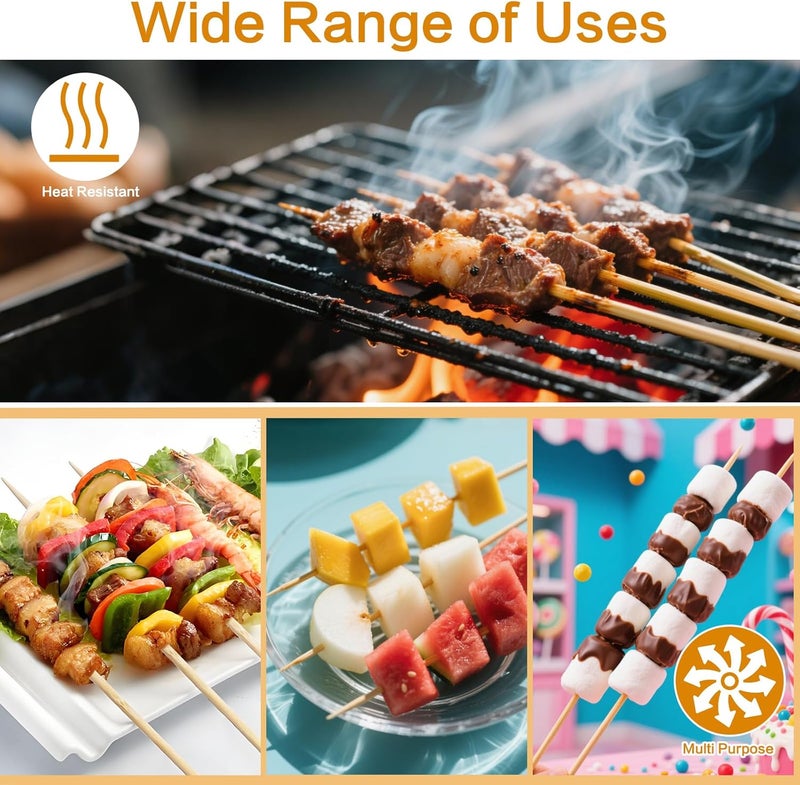 Nexboraque 1000 Pack 12 Inch Bamboo Skewers, 4 mm Natural Wood Sticks for Grilling Crafts, Kabob, Fruit, Appetizer, Cocktail, Sausage, Chocolate Fountain, BBQ, Flower Bouquet - Image 4
