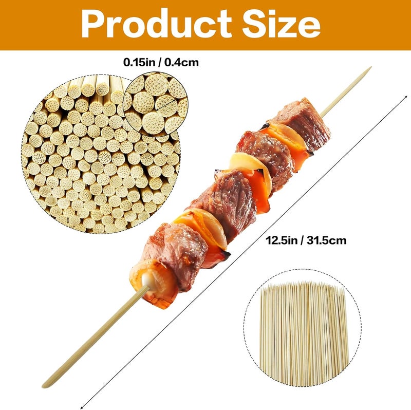 Nexboraque 1000 Pack 12 Inch Bamboo Skewers, 4 mm Natural Wood Sticks for Grilling Crafts, Kabob, Fruit, Appetizer, Cocktail, Sausage, Chocolate Fountain, BBQ, Flower Bouquet - Image 2