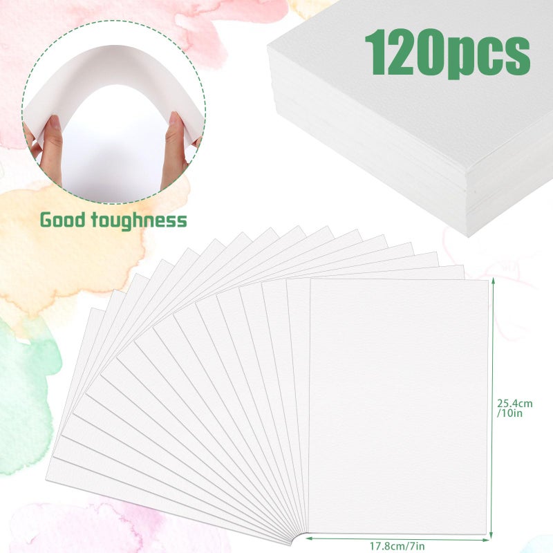 Prudiut 120 Sheets Watercolor Paper Bulk, 140 lb/300 GSM Cold Press Paper White Water Color Paper for Kids Child Students Adults Artists Drawing Valentine Gift Cards(7 x 10 Inch) - Image 2