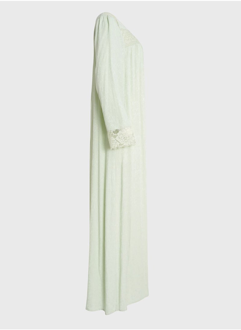 KASHKHA - Lace Detail Printed Nightwear - Image 1