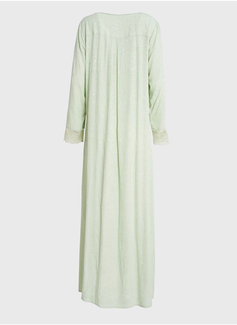 KASHKHA - Lace Detail Printed Nightwear - Image 1