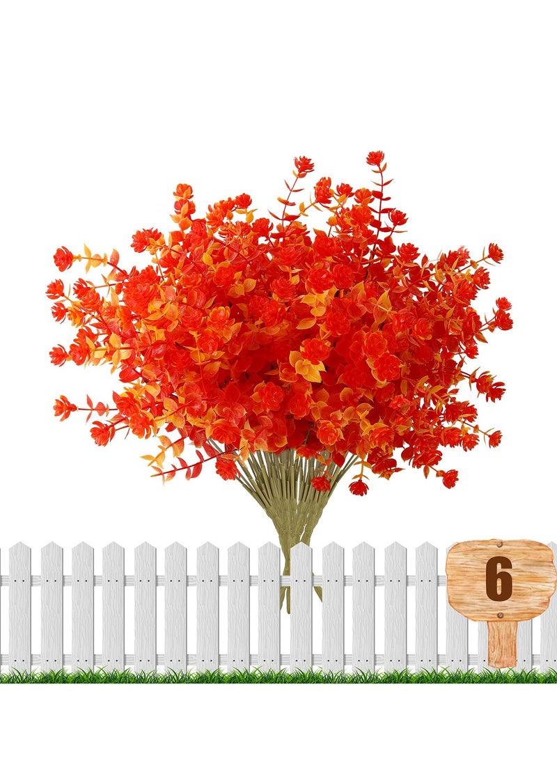 SYOSI 6 UV-Resistant Artificial Flower Bundles - Fade-Proof Faux Fall Plants for Outdoor Decor, Hanging Planters, Garden, Patio, Window Boxes, and Special Events - Fall Orange  - Image 1