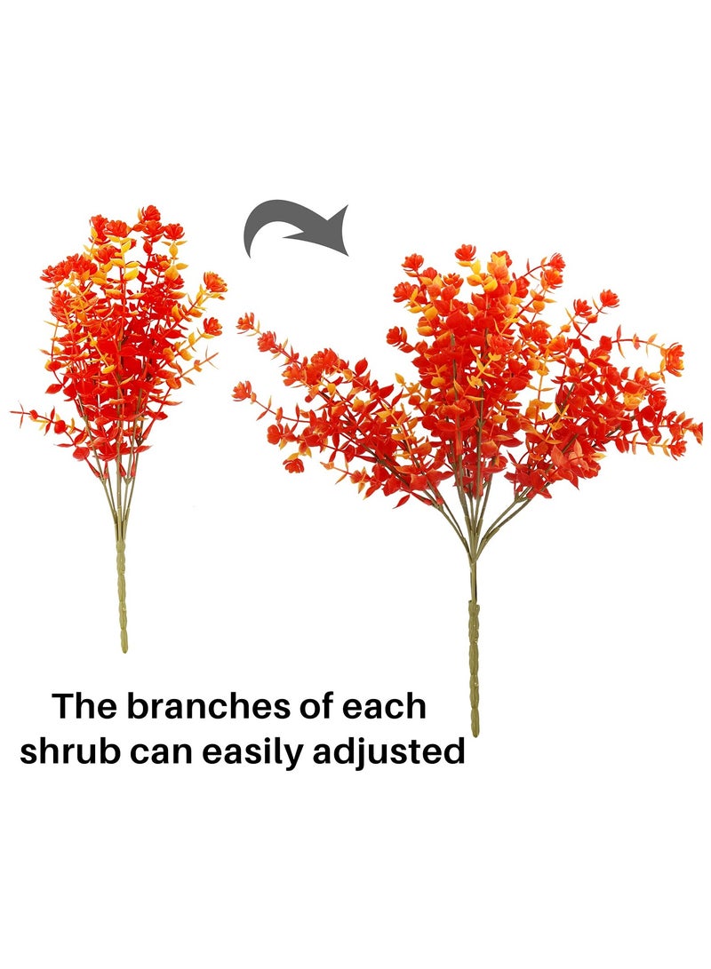 SYOSI 6 UV-Resistant Artificial Flower Bundles - Fade-Proof Faux Fall Plants for Outdoor Decor, Hanging Planters, Garden, Patio, Window Boxes, and Special Events - Fall Orange  - Image 4