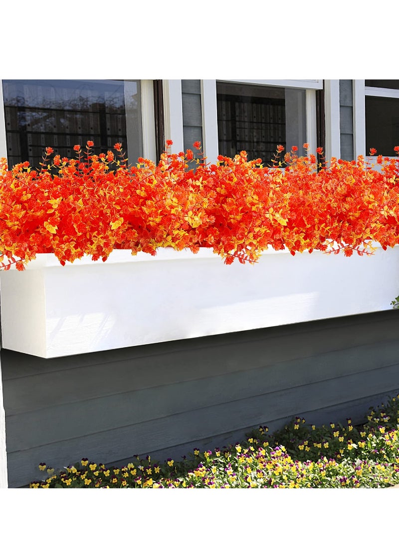 SYOSI 6 UV-Resistant Artificial Flower Bundles - Fade-Proof Faux Fall Plants for Outdoor Decor, Hanging Planters, Garden, Patio, Window Boxes, and Special Events - Fall Orange  - Image 3