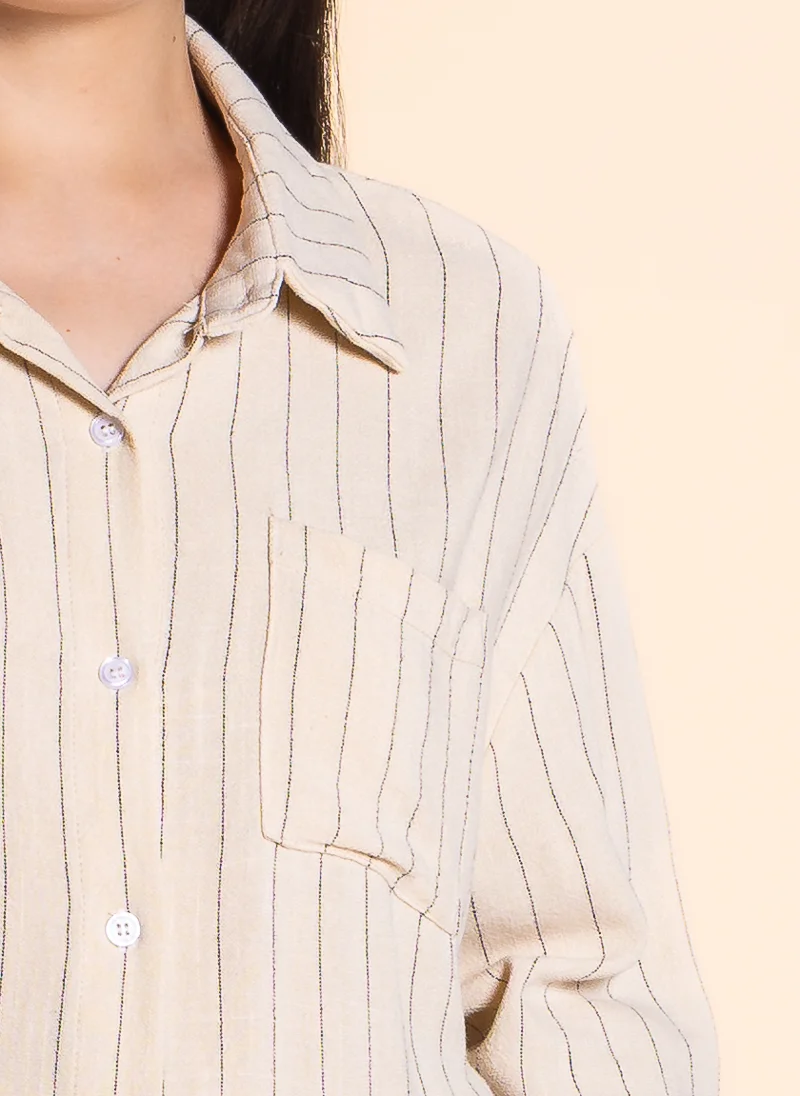 شايبس LINEN BLEND STRIPE SHIRT SET