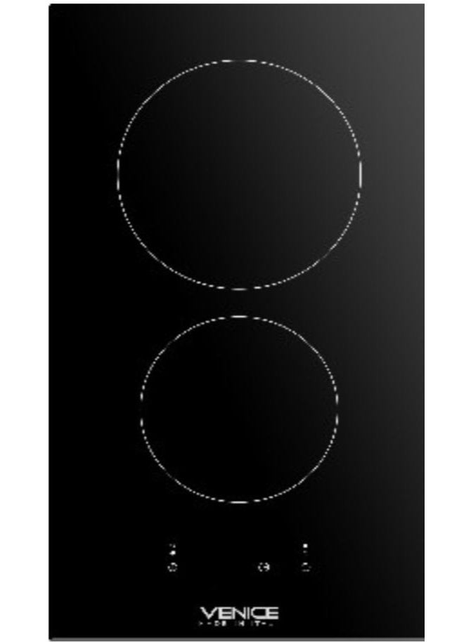 موقد كهرباء 30سم 2عيون زجاج سيراميك اسود التحكم امامي باللمس - امان الكتروني لمبة تحذير للمكان الساخن - مؤقت الكتروني التحكم بمستوى الحرارة