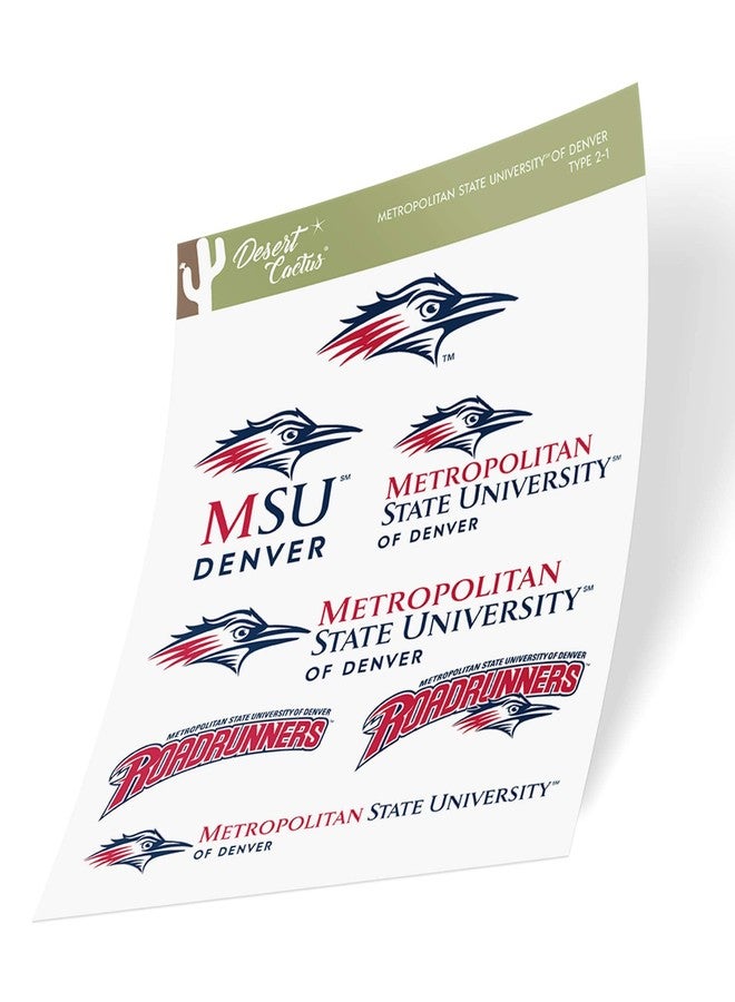 Desert Cactus Metropolitan State University of Denver Sticker Roadrunners MSU Sticker Vinyl Decals Laptop Water Bottle Car Scrapbook Sheet T2 (Type 2) - Image 3
