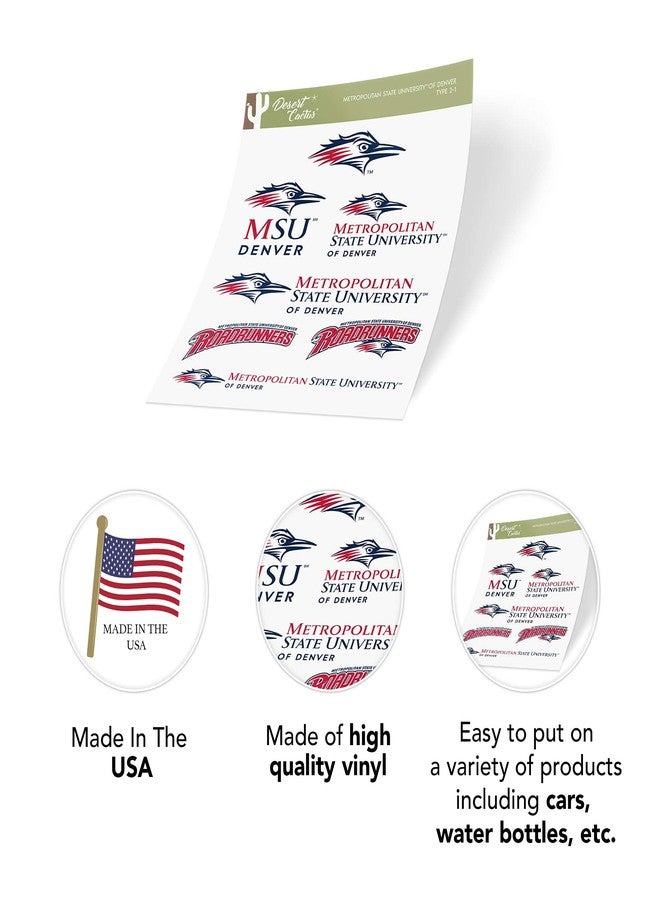 Desert Cactus Metropolitan State University of Denver Sticker Roadrunners MSU Sticker Vinyl Decals Laptop Water Bottle Car Scrapbook Sheet T2 (Type 2) - Image 5