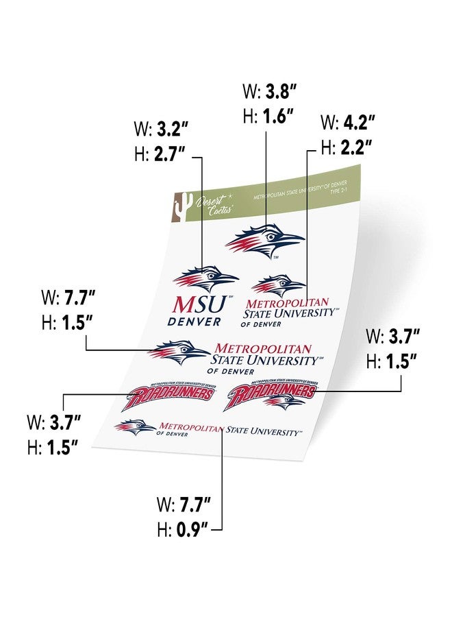 Desert Cactus Metropolitan State University of Denver Sticker Roadrunners MSU Sticker Vinyl Decals Laptop Water Bottle Car Scrapbook Sheet T2 (Type 2) - Image 4