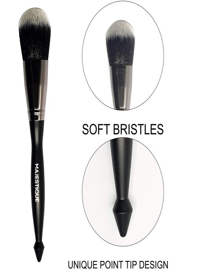 MAJESTIQUE Makeup Brush Set, 3 Pcs Premium Synthetic Professional Makeup Brushes Highlighter powder brush, Eye blender brush, Dome shader brush Face Brushes set of 3 brushes (Black) - Image 3