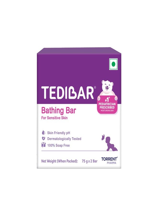 Tedibar Baby Bathing Bar | For Baby’s Sensitive Skin | Gentle Cleansing, Skin-friendly, pH 5.5, 75gm, Pack of 2 - Image 1