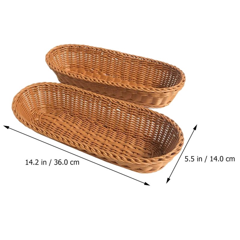 Woven Plastic Bread Basket And Fruit Serving Tray Coffee Color Kitchen Organizer - Image 3
